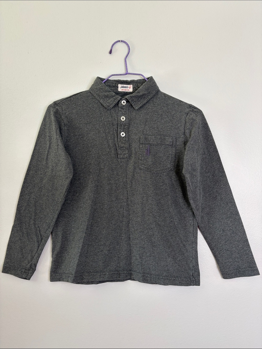Johnnie-O Long-Sleeve Polo Shirt - Charcoal Size 8